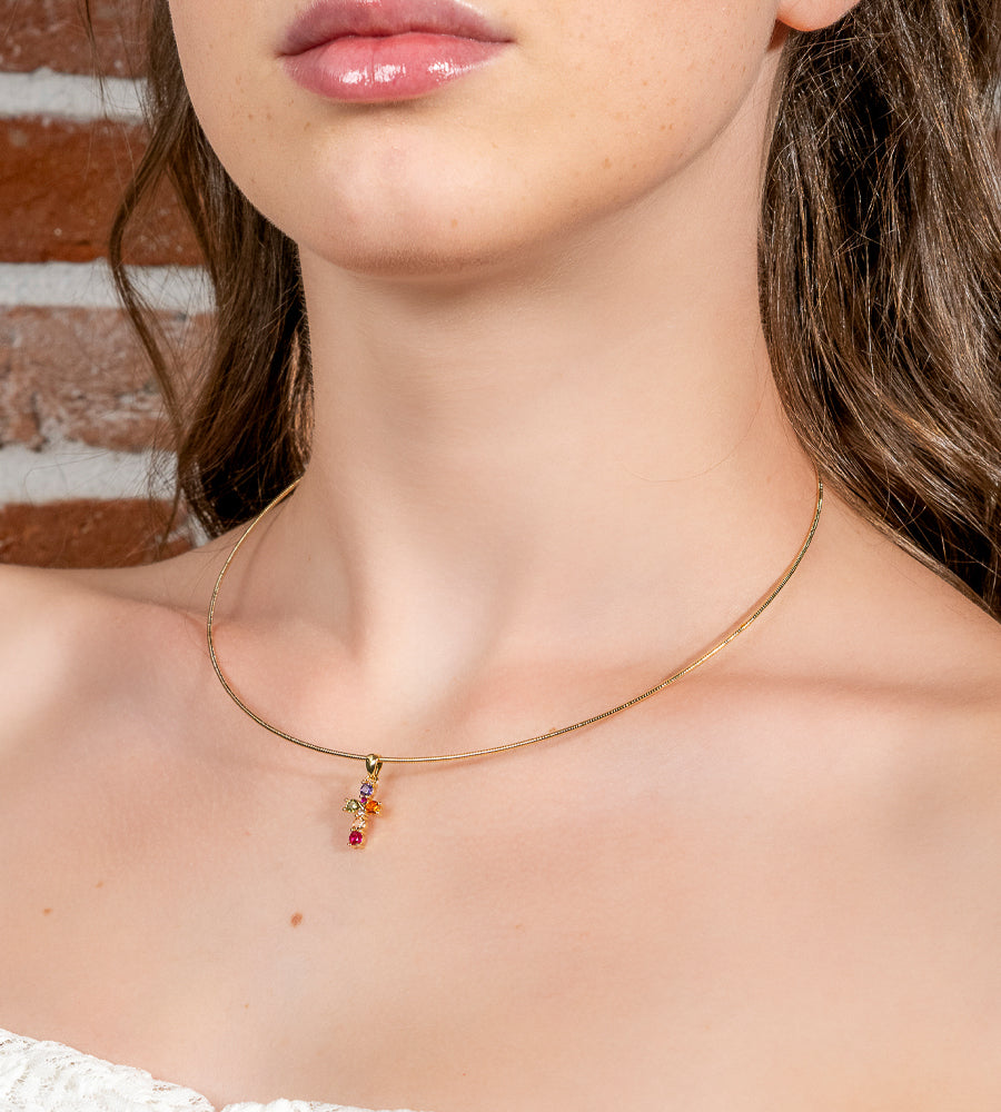 Choker Croce Pop – Choker dorato con cristalli colorati